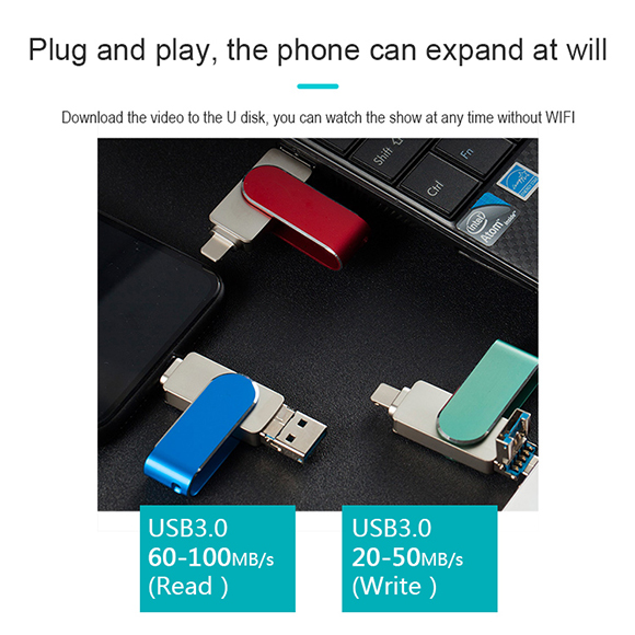 2020 latest mobile phone usb drive High speed type c lighting usb drive for iphone for andriod for pc LWU1160